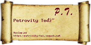Petrovity Teó névjegykártya